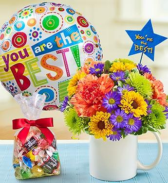 Mugable to Say You''re The Best! Flower Bouquet