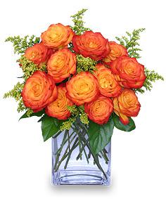 Fiery Love
Vase of 'Circus' Roses Flower Bouquet