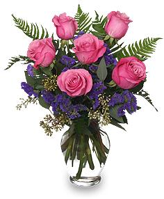 Half Dozen Pink Roses
Vase Arrangement