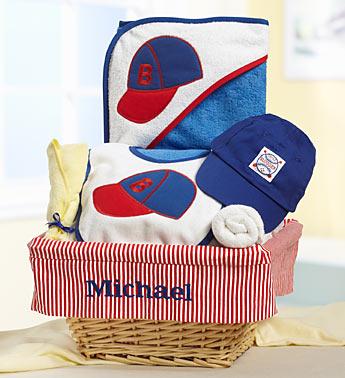 Personalized Baby Boy Little Slugger Gift Basket 