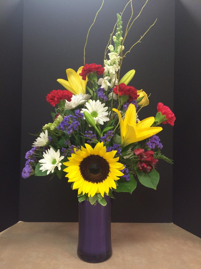 Summery Cylinder Arrangement Flower Delivery The Villages FL