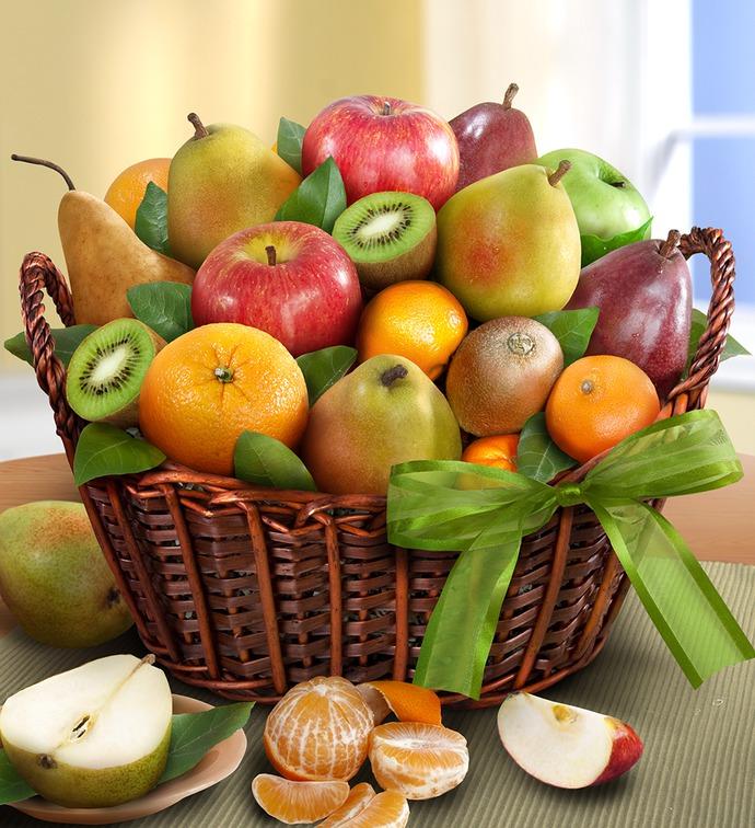 Premier Orchard Fruit Gift Basket Flower Bouquet
