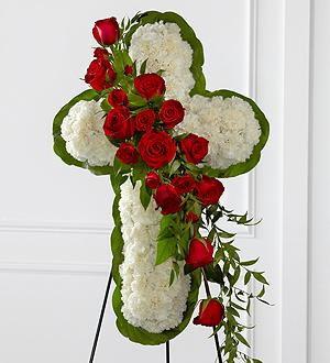 The FTD® Floral Cross Easel Flower Bouquet