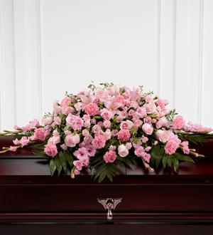 The FTD® Sweetly Rest™ Casket Spray Flower Bouquet