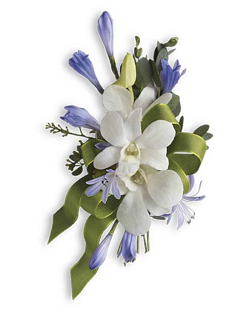 Blue and White Elegance Corsage Flower Bouquet