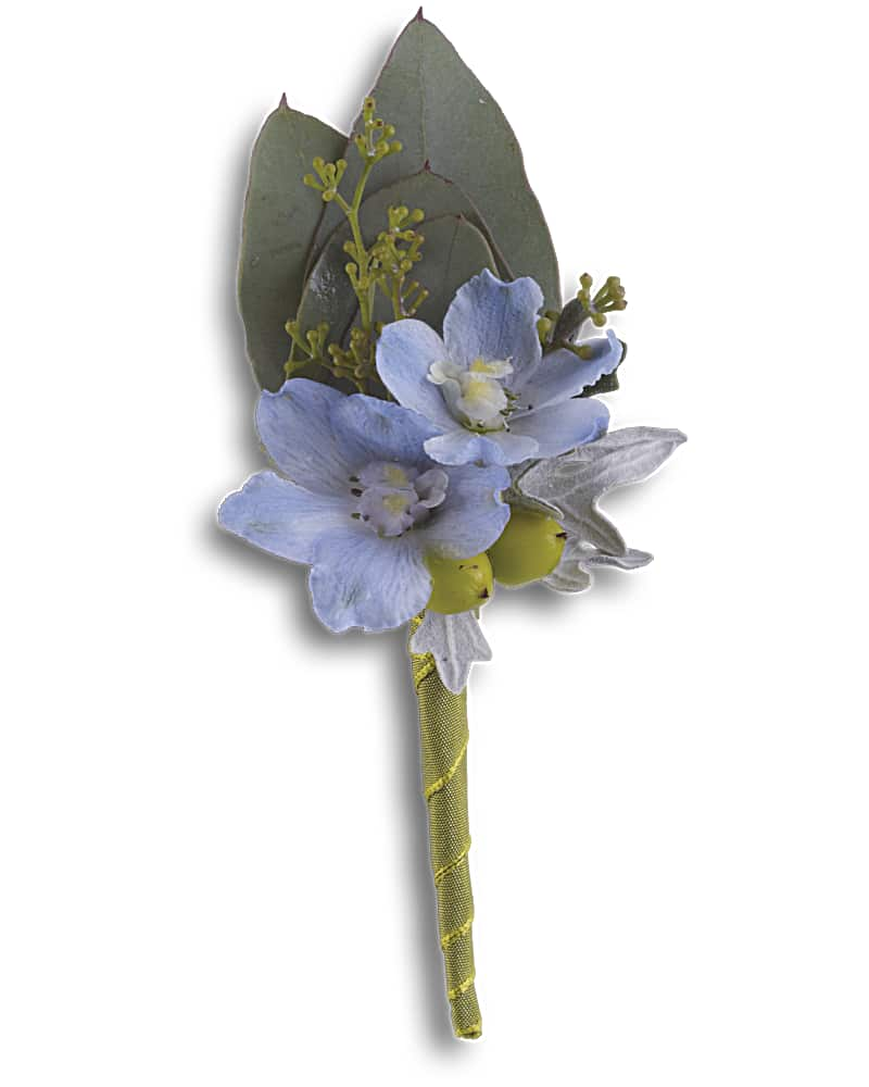 Hero''s Blue Boutonniere Flower Bouquet