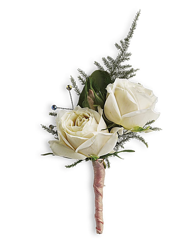 White Tie Boutonniere Flower Bouquet