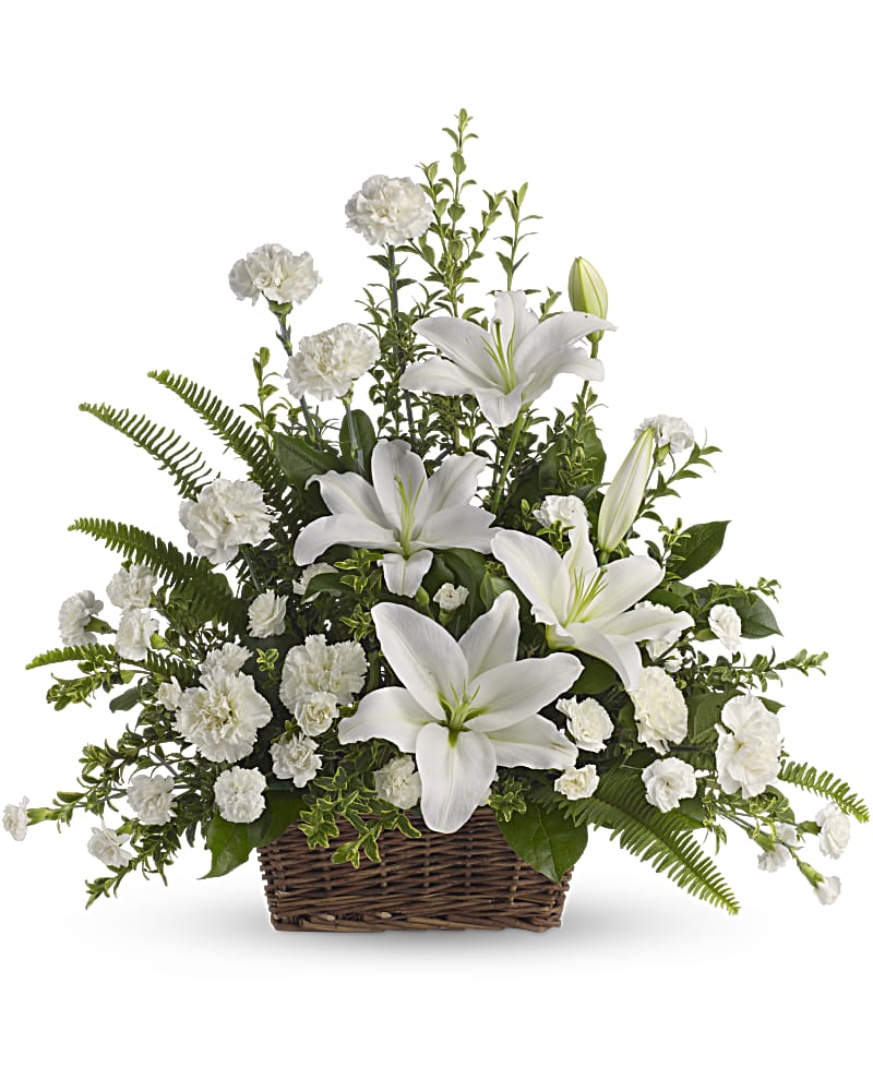 Peaceful White Lillies Basket