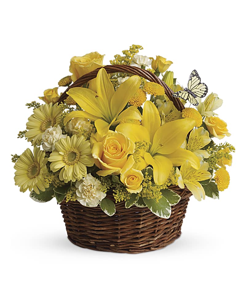 Basket Full of Wishes - Yellow Flower Basket