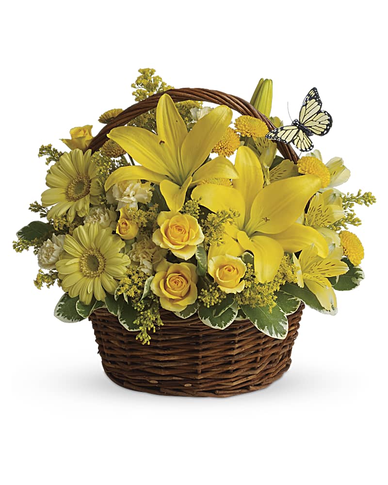 Basket Full of Wishes - Yellow Flower Basket