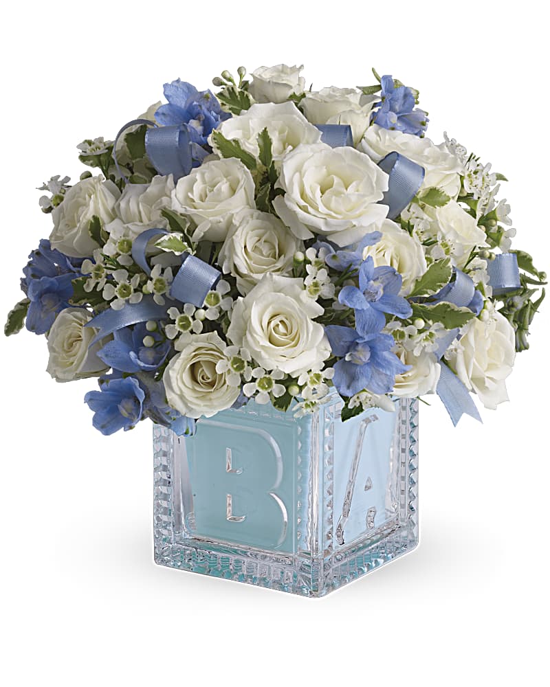 Baby''s First Block - Blue Flower Bouquet