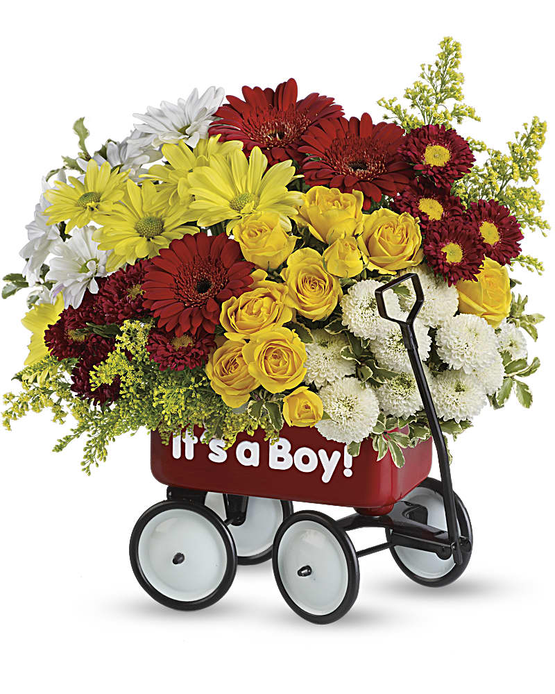 Baby''s Wow Wagon - Boy Flower Bouquet