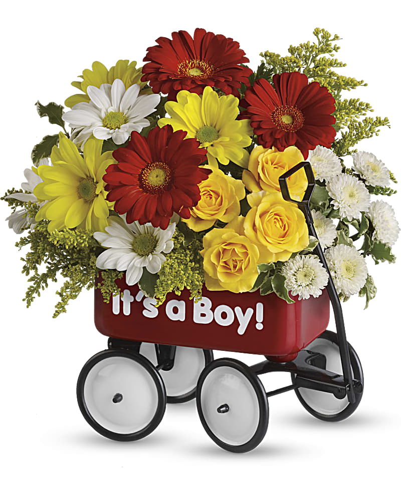 Baby''s Wow Wagon - Boy Flower Bouquet