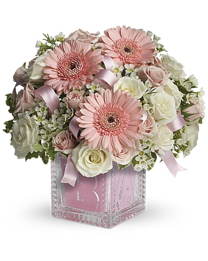 Baby''s First Block - Pink Flower Bouquet