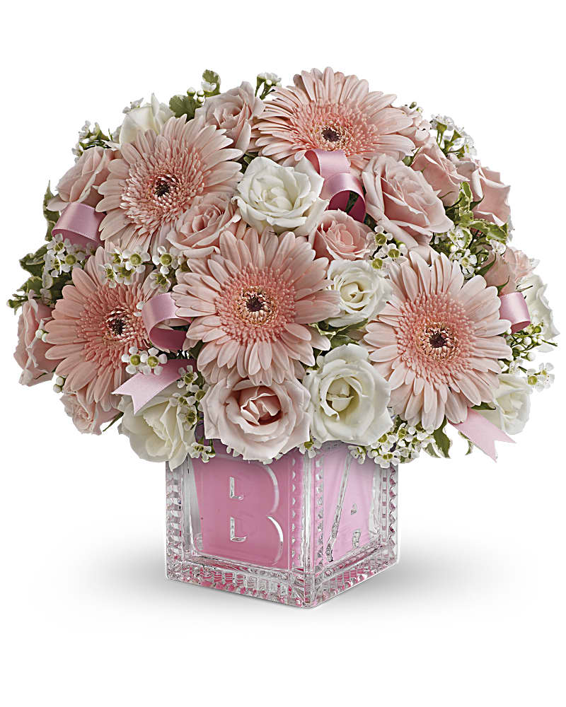 Baby''s First Block - Pink Flower Bouquet