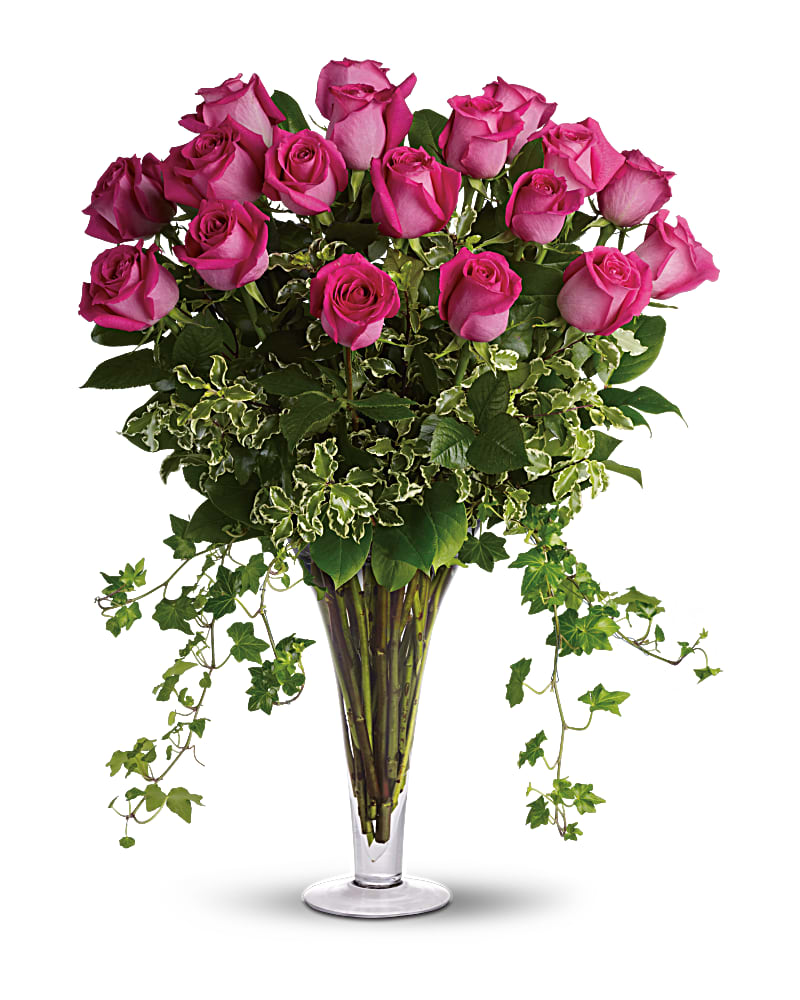 Dreaming In Pink - 18 Long Stemmed Pink Roses Flower Bouquet