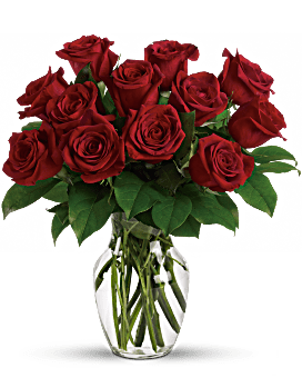 Enduring Passion - 12 Red Roses Flower Bouquet