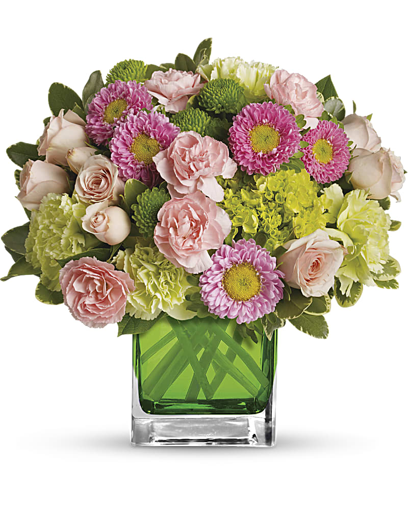 Make Her Day - Pink & Green Flower Arrangement Flower Bouquet