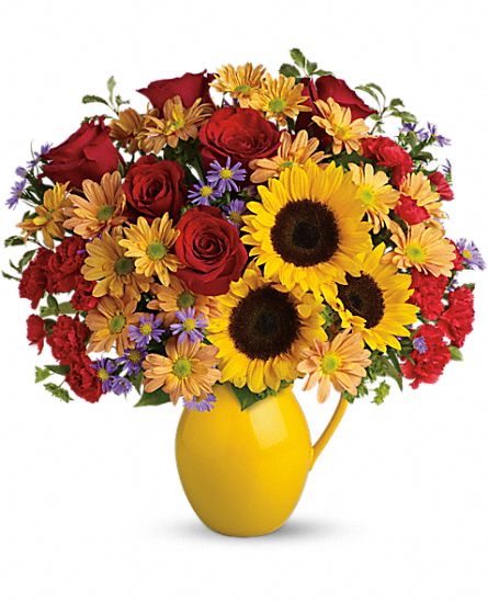 Sunny Day Pitcher of Joy Flower Bouquet