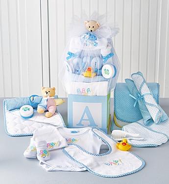 B-is-for-Baby Boy Gift Block Flower Bouquet