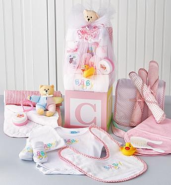 B-is-for-Baby Girl Gift Block