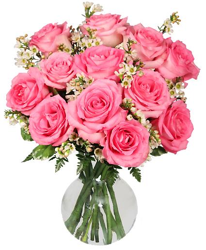 Chantilly Pink Roses Arrangement Flower Bouquet