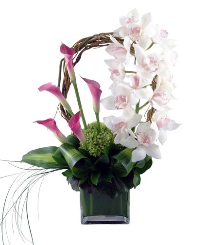 Orchid and Calla Lily Basket 
