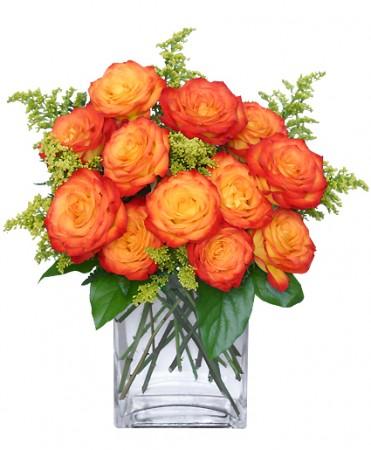Fiery Love
Vase of 'Circus' Roses Flower Bouquet