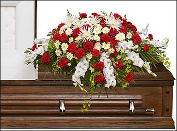 GRACEFUL RED & WHITE CASKET SPRAY
Funeral Flowers