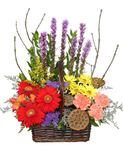 Out Of The Woods Flower Basket Flower Bouquet