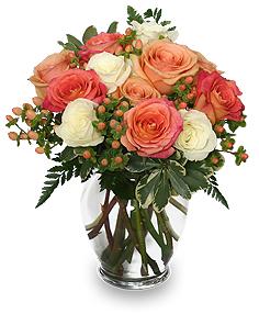 Peach & White Roses Bouquet