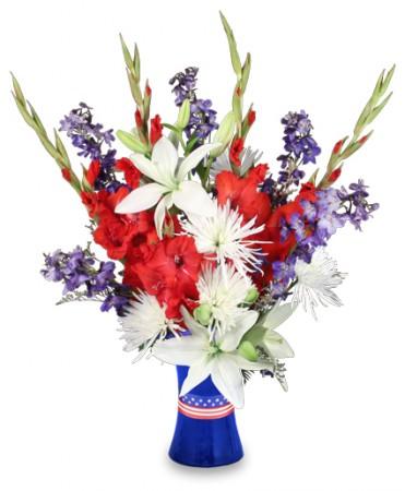 RED WHITE & TRUE BLUE
  Floral  Arrangement