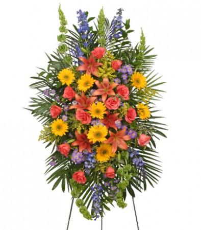 VIBRANT FLORAL EXPRESSION
Standing Funeral Spray Flower Bouquet